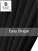 Triple Woven Blackout Velvet Ring Top Curtains with Cascading Diamante Studs Black