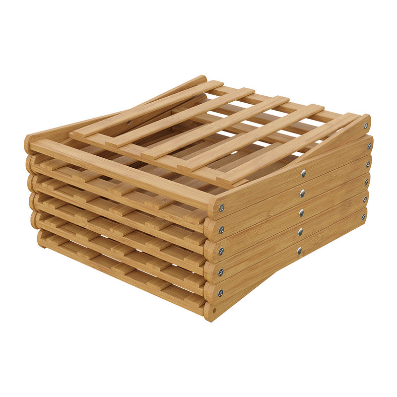 Livingandhome Durable 6-Layer Bamboo Folding Shoe Rack