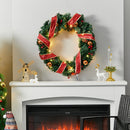 Livingandhome Red Ribbon Lighted Wreath Hanging Xmas Decor