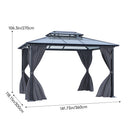 12 x 10FT Metal Frame Hardtop Patio Gazebo with Curtains