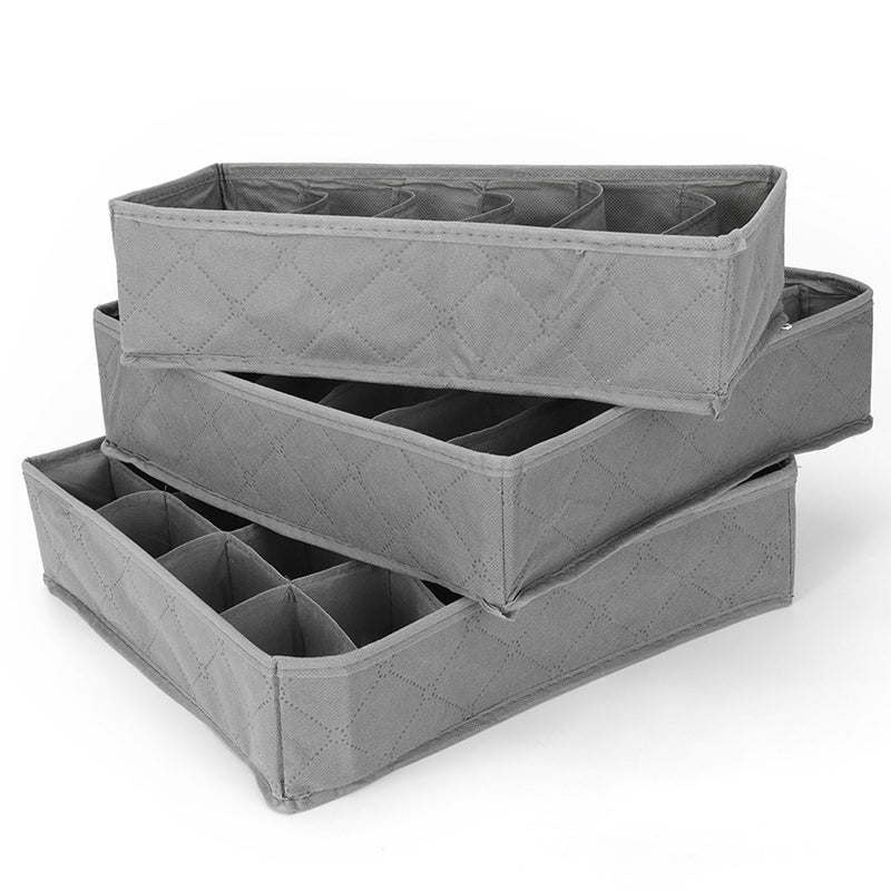 Lifeideas 3 Packs Underwear Drawer Organizer Storage Box Bra Tidy Socks Ties Draw Divider