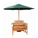 Outdoor 4 Person Folding Rectangular Wooden Garden Dining Table Benches Parasol and Base Set