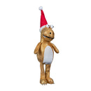 45cm Gold Plush Tyrone-Rex Dino Standing Christmas Decoration with Santa Hat