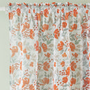 Mia Burnt Orange  Floral Print Sheer Voile Panels - Pair