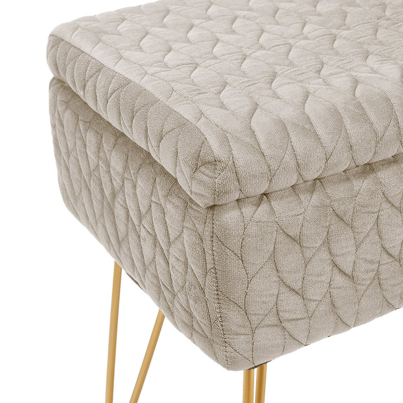 Livingandhome Rectangle Upholstered Storage Ottoman Vanity Stool