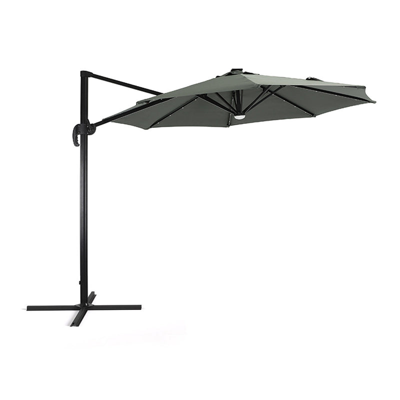 Garden Sanctuary Round Cantilever Parasol With Solar-Powered LED Lights