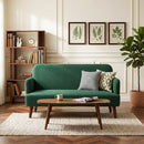 HOMCOM 2 Seater Sofa with 21cm Thick Padding and Wood Legs, Dark Green