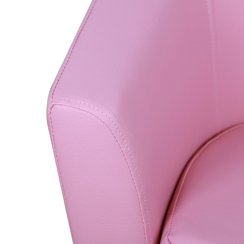 HOMCOM Kids PVC Upholstered Armchair w/ Foot Stool Pink