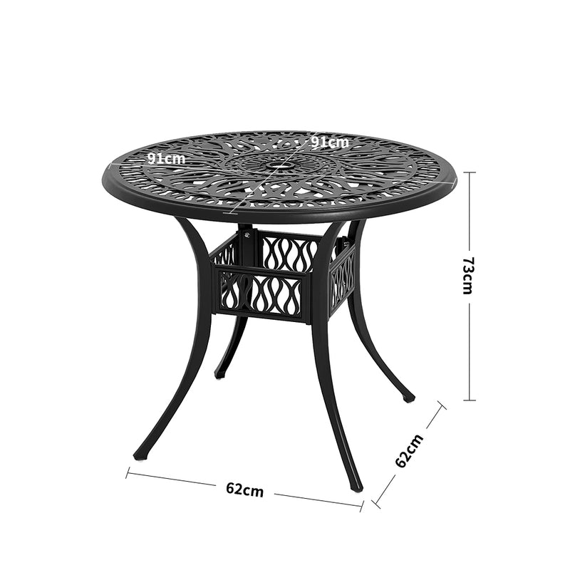 Livingandhome Vintage Round Cast Aluminum Garden Bistro Table
