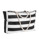 Modishion Black Stripe Waterproof Large Tote Handbag for Beach