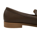 Slip-On PU Leather Horsebit Loafers - Brown
