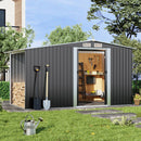 Livingandhome Garden Metal Storage Shed With Log Storage 4x8 ft