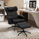 Faux Leather Swivel Armchair With Footstool