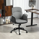 HOMCOM Office Chair, Linen Desk Chair with Adjustable Height Grey