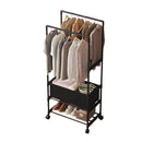 Livingandhome Double Rod Metal Clothes Rack on Wheels
