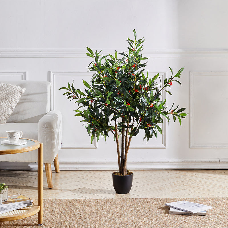 Breeins Artificial Olive Tree Decorative Plant in Planter