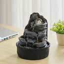 Garden Sanctuary Tiered Rock Cascading Tabletop Water Fountain with LED Crystal Ball