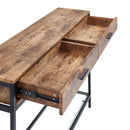 Livingandhome Rustic Storage Console with Glass Shelf