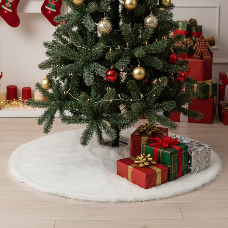 Lifeideas Snow White Plush Tree Skirt for Holiday Decor