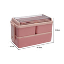 Lifeideas Dual-Layer Plastic Bento Lunch Box with Cutlery