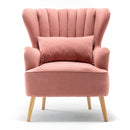 Livingandhome Velvet Armchair with Footstool