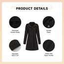 Long Trench Coat With Detachable Hood - Black