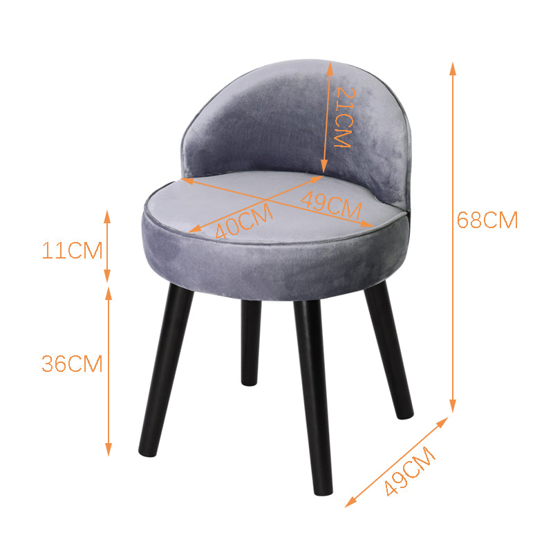 Livingandhome Modern Velvet Dressing Table Stool with Solid Wood Legs