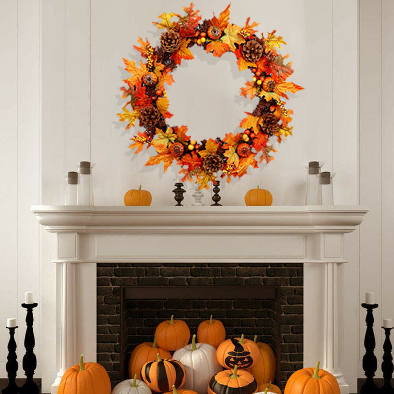 LED Artificial Maple Leaf Wreath