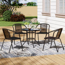 Breeins Outdoor Tempered Glass Garden Table With 4 Rattan Chairs