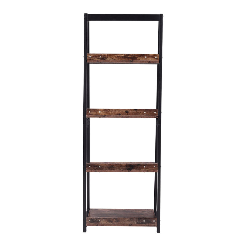 Livingandhome 5-Tier Industrial Wooden Open Shelf Ladder Bookcase