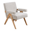 Livingandhome Linen Upholsteried Wooden Armchair