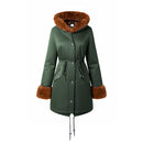 Mid-Length Hooded Coat With Drawstring Waist