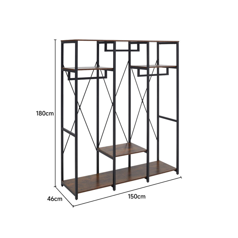 Livingandhome Large Freestanding Clothing Rack with Storage Shelves