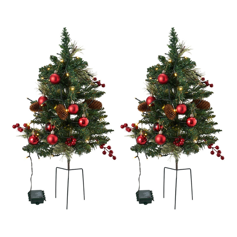 Lifeideas Set of 2 Artificial Christmas Trees with LED Decorations