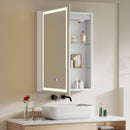 Livingandhome Single-Door Bathroom Mirror Cabinet with LED Lighting