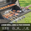 Outsunny 4+1 Burner Gas BBQ Grill, Portable Gas Barbecue Grill