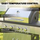 Outsunny 4+1 Burner Gas BBQ Grill, Portable Gas Barbecue Grill