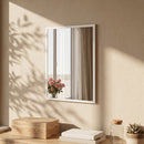 HOMCOM Wall-Mounted Bathroom Mirror, Decorative Rectangular, White