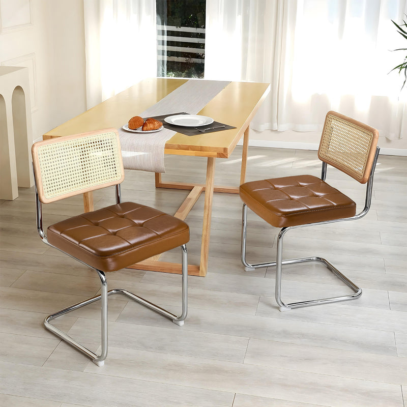 Livingandhome Natural Rattan Dining Chair Pair