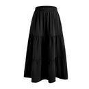 A-line Swing Pleated Midi Skirt - Black
