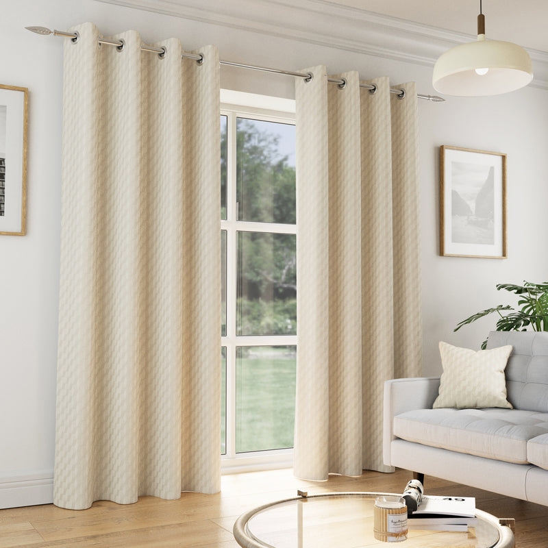 Enhanced Living Tokyo Cream Eyelet Thermal Noise Reducing Dim Out Curtains - Pair