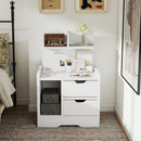 HOMCOM Modern Bedside Table With 2 Drawers And Open Shelves For Bedroom
