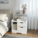 HOMCOM Modern Bedside Table With 2 Drawers And Open Shelves For Bedroom