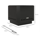 Outsunny Smokeless Fire Pit, Square Metal Bonfire Stove, Black