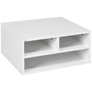 HOMCOM Desktop Printer Stand with 3 Open Compartments, Desk Organiser, White