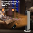HOMCOM 2200W Ceramic Heater For Home With Remote Control, 12H Timer, Silver