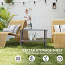 Outsunny Outdoor Rattan Coffee Table, Rectangular Tea Side Table, Mixed-grey