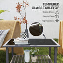 Outsunny Outdoor Rattan Coffee Table, Rectangular Tea Side Table, Mixed-grey