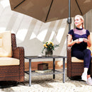 Outsunny Outdoor Rattan Coffee Table, Rectangular Tea Side Table, Mixed-grey