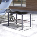Outsunny Outdoor Rattan Coffee Table, Rectangular Tea Side Table, Mixed-grey